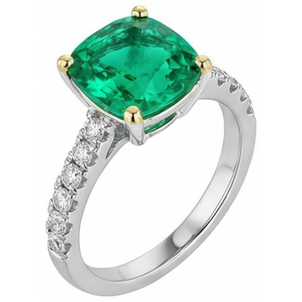 Genuine Colombian Emerald Gemstone Ring – side view