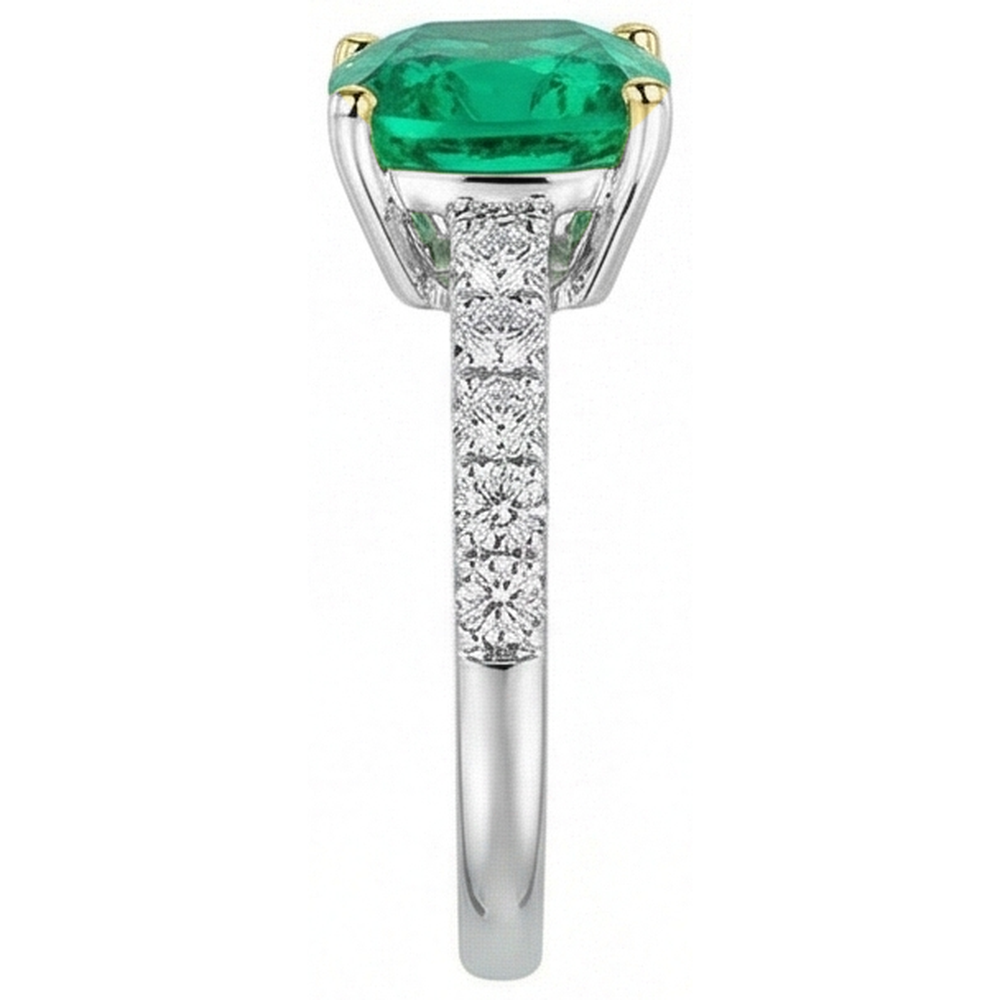 Brilliant Colombian Emerald Gemstone Ring 5 ct – profile view