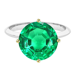 Two-Tone 14K Gold GIA-Certified Emerald Precious Stone Ring 5 ct