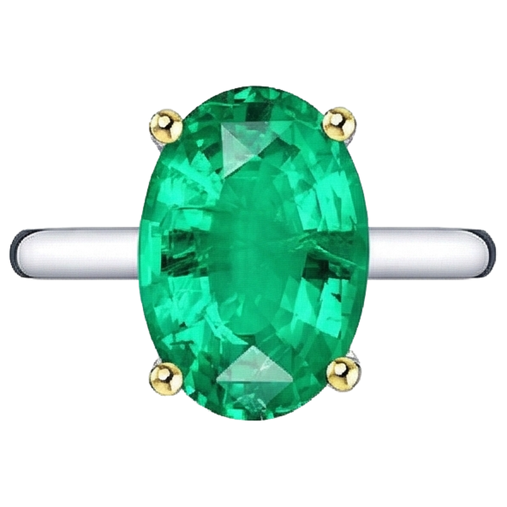 Gemstone Ring 14K Two Tone Gold with Emerald – angle view