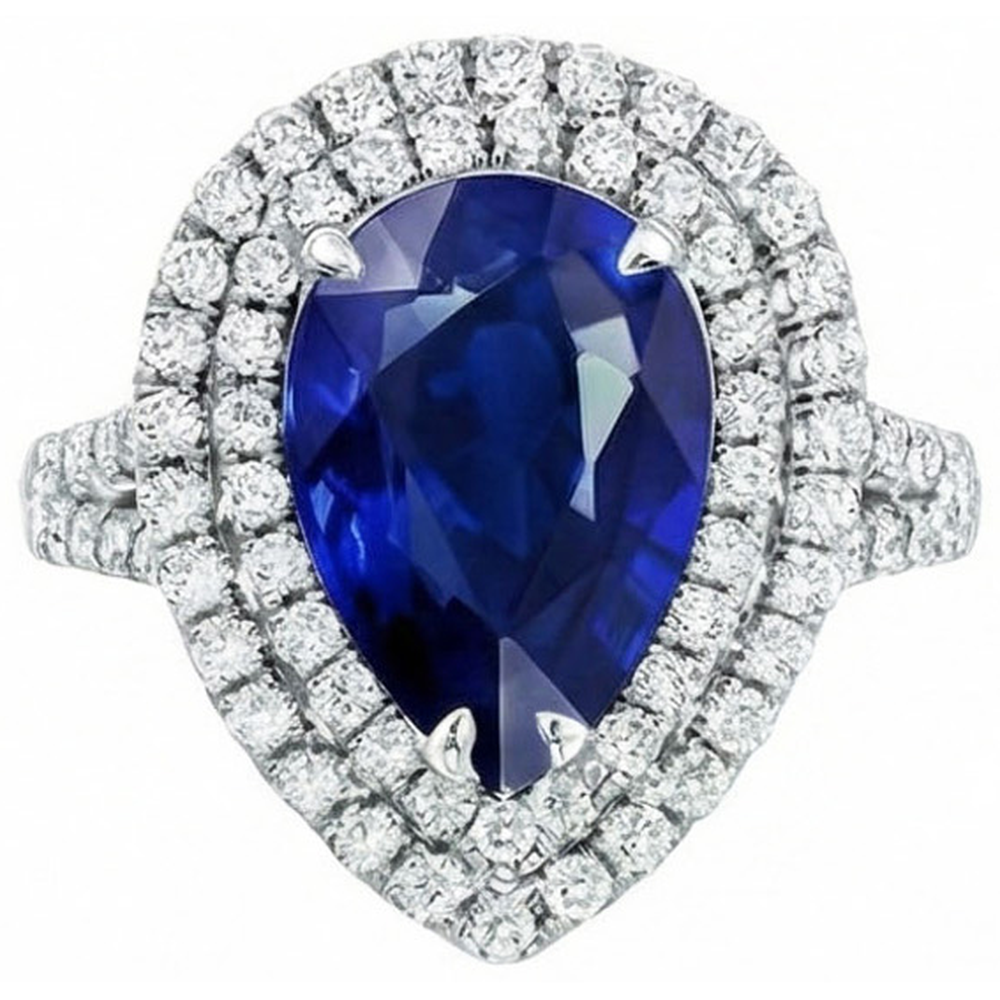 natural round sapphire 2.50ct ring close up detail