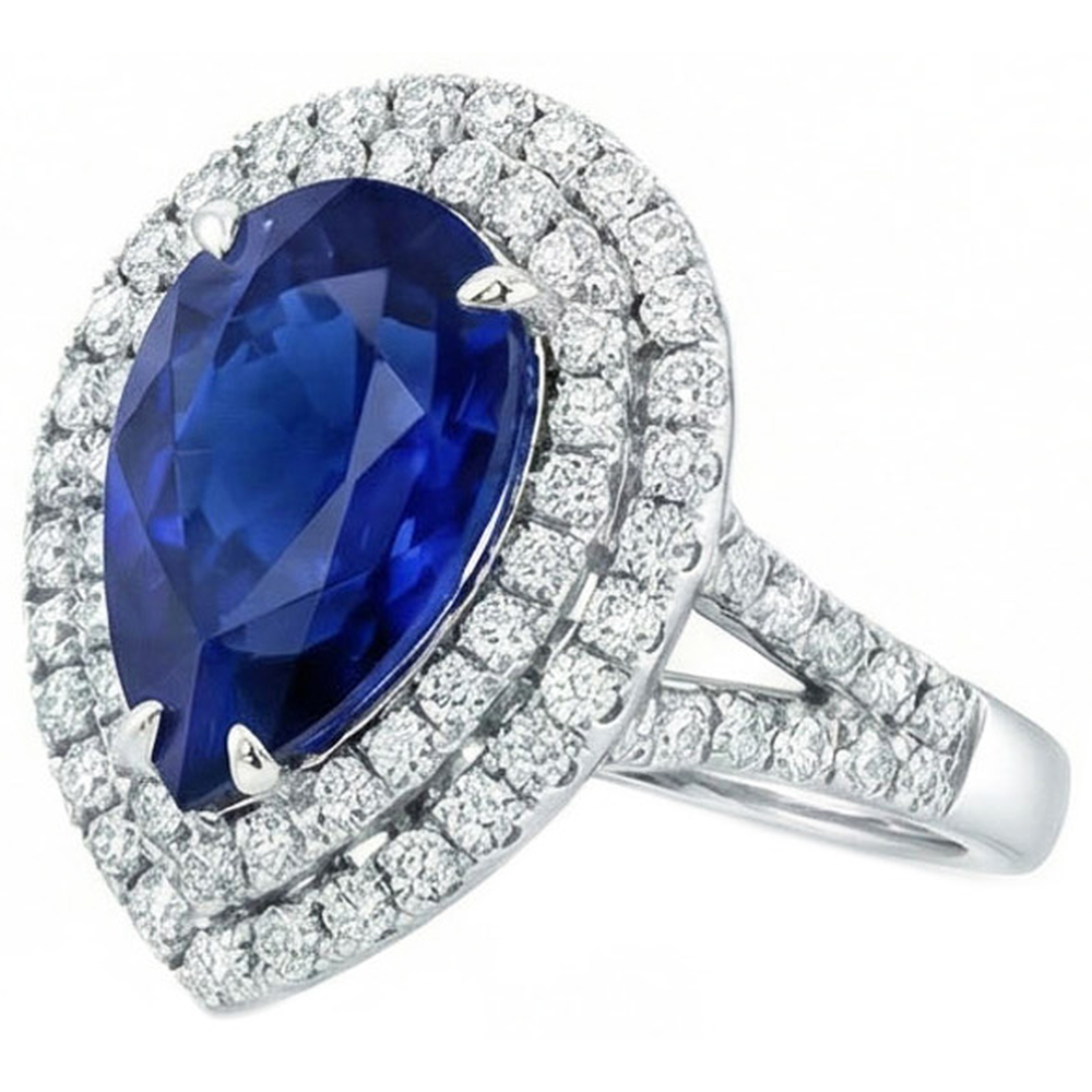 natural round sapphire 2.50ct ring top view