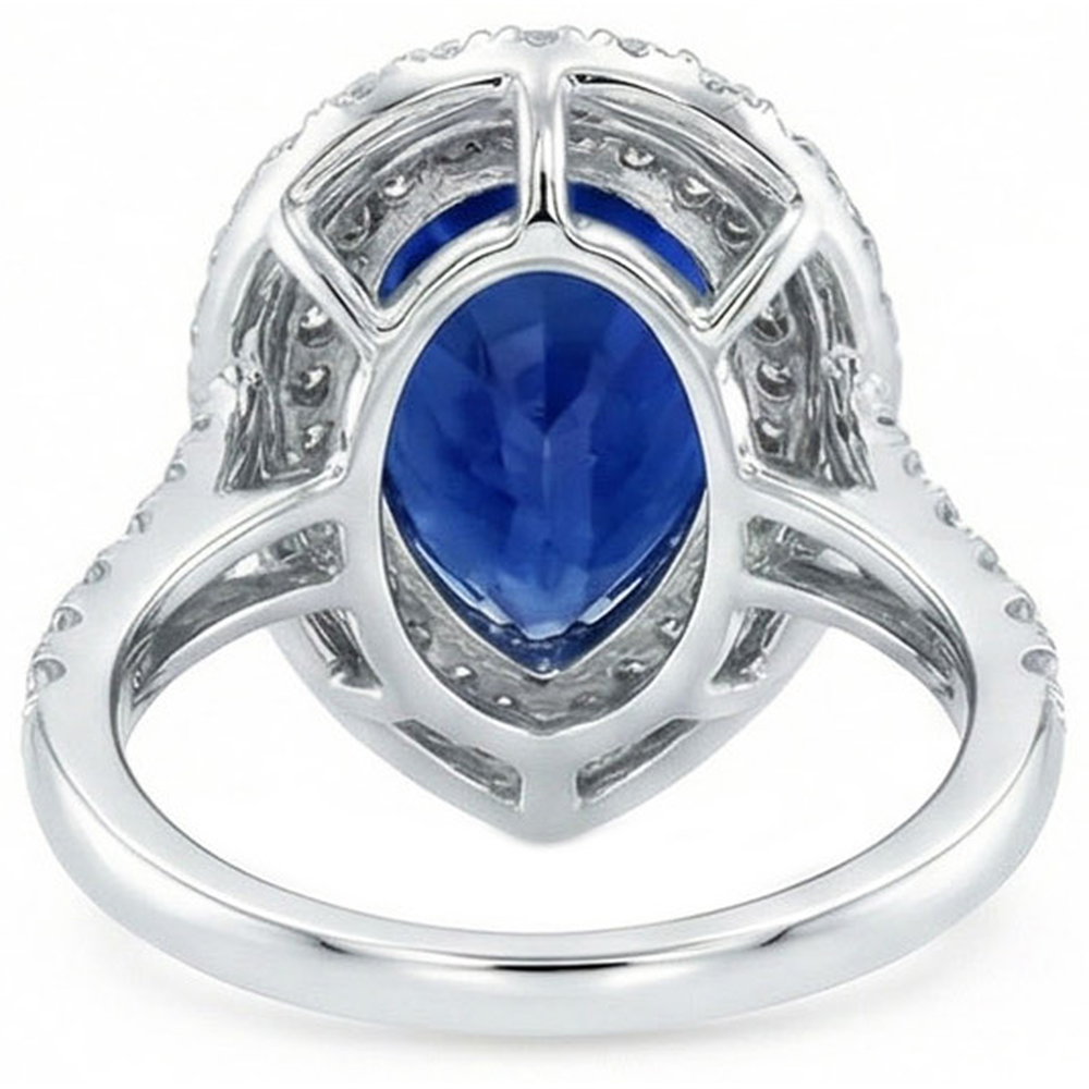 natural round sapphire 2.50ct ring on white background