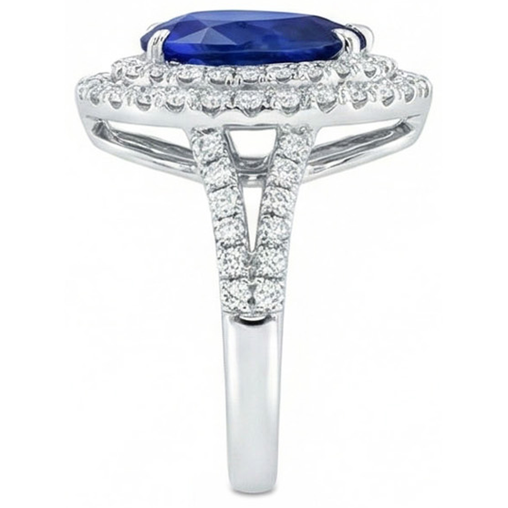 natural round sapphire 2.50ct ring profile view