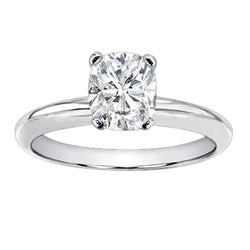 Huge 3 Ct. Cushion Genuine Diamond Solitaire Ring White Gold