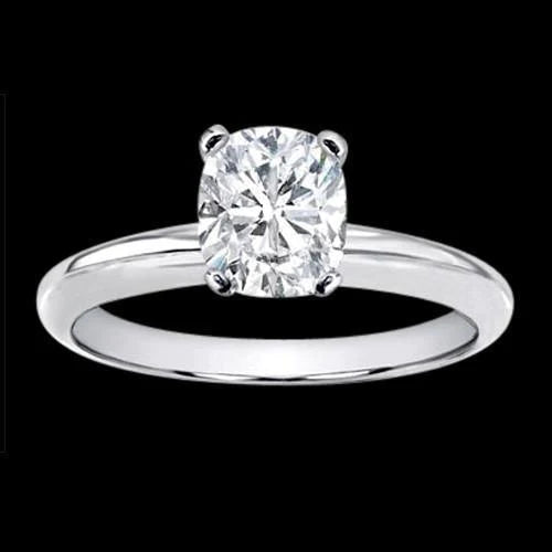 Huge 3 Ct. Cushion Genuine Diamond Solitaire Ring 