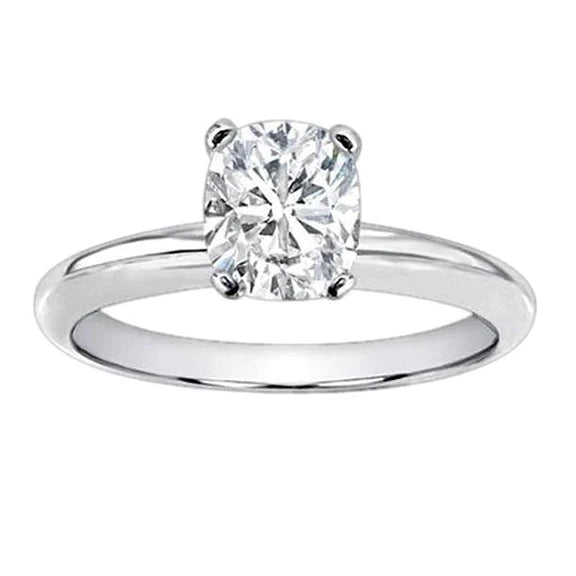 Huge 3 Ct. Cushion Genuine Diamond Solitaire Ring White Gold