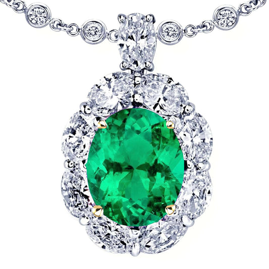Oval Cut Emerald ring in 14K Two Tone Gold – main view