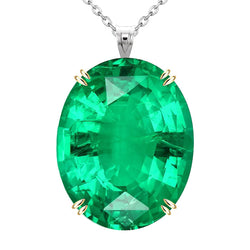 Fine Emerald Stone Pendant Necklace 10.50 ct F/VS1 – 14 Karat