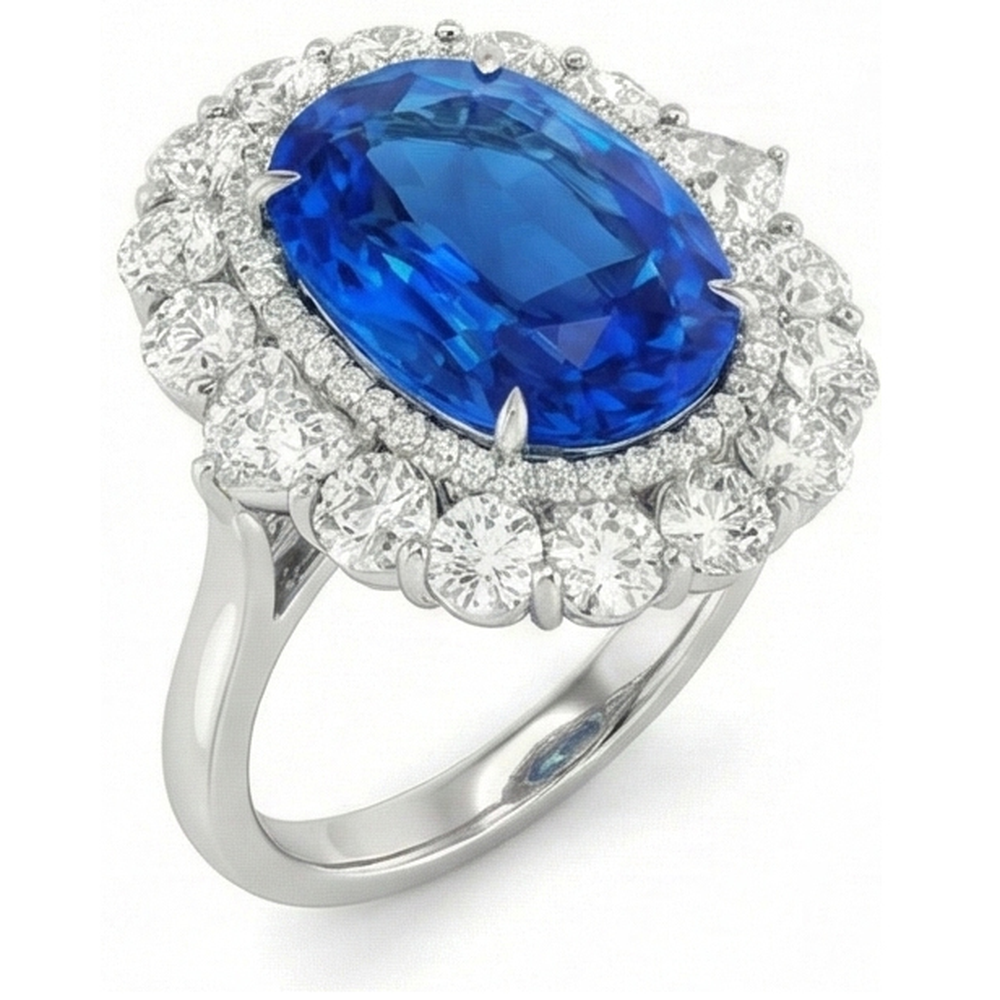 Huge Victorian Sapphire Halo Ring