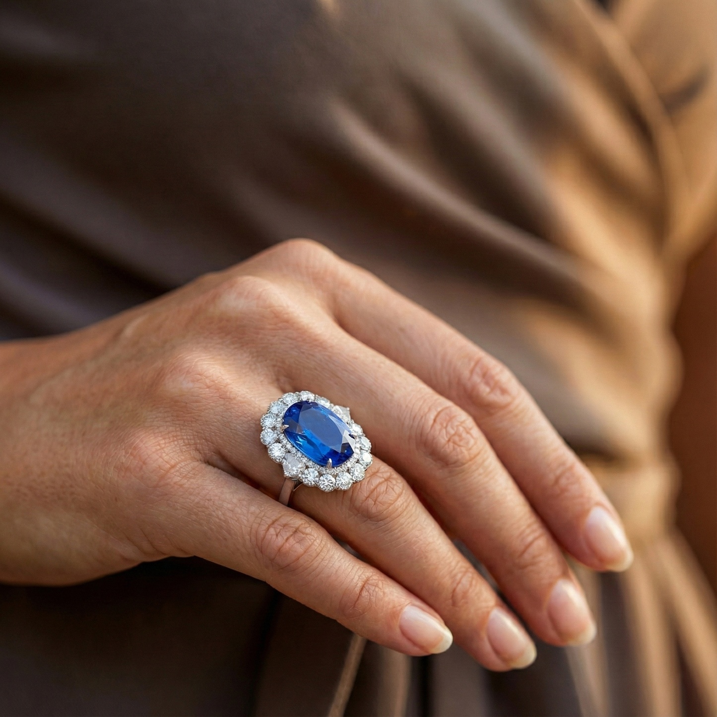 Huge Victorian Sapphire Halo Ring