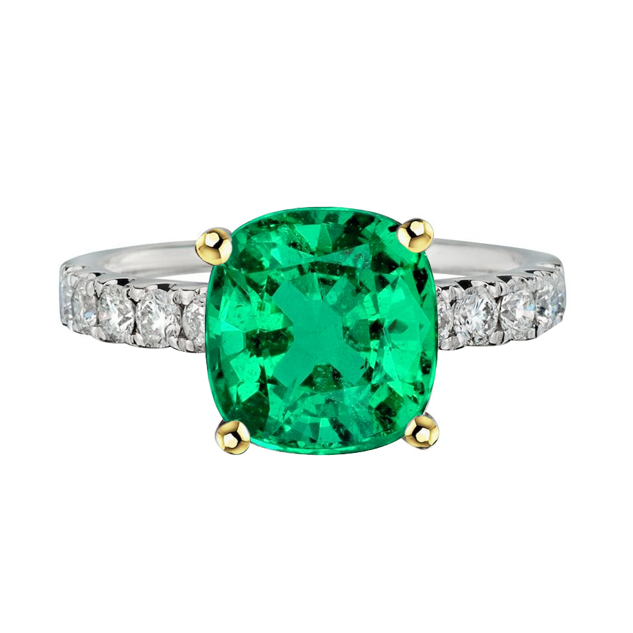 Genuine Colombian Emerald Gemstone Ring – main view