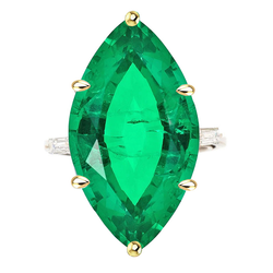 14K Two Tone Gold GIA-Certified Colombian Emerald Precious Stone