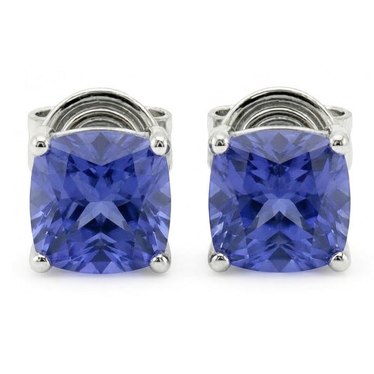 IGI CERTIFIED 8 Carat Princess Sri Lanka Color Sapphire Studs Earrings Women Jewelry