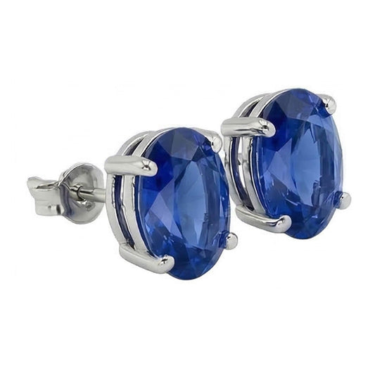 IGI CERTIFIED Ceylon Color Sapphire 8 Ct. Studs Post Pair Earring White Gold 14K Jewelry