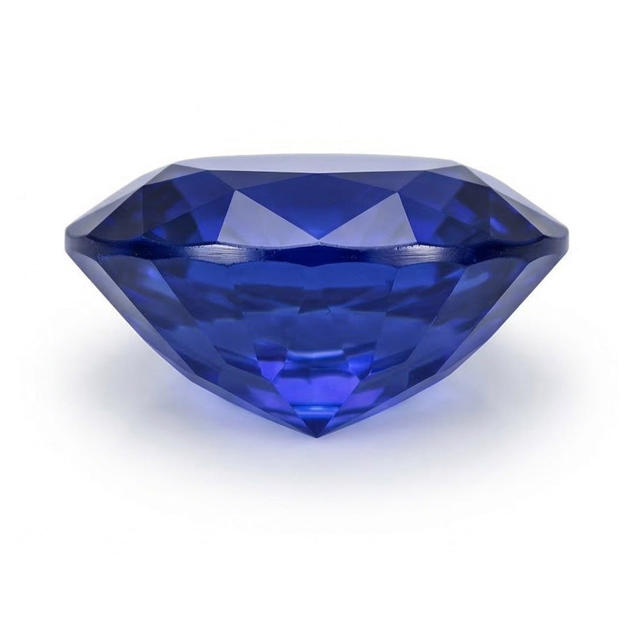Oval Cut Royal Blue Sapphire ring in Gold – profile view