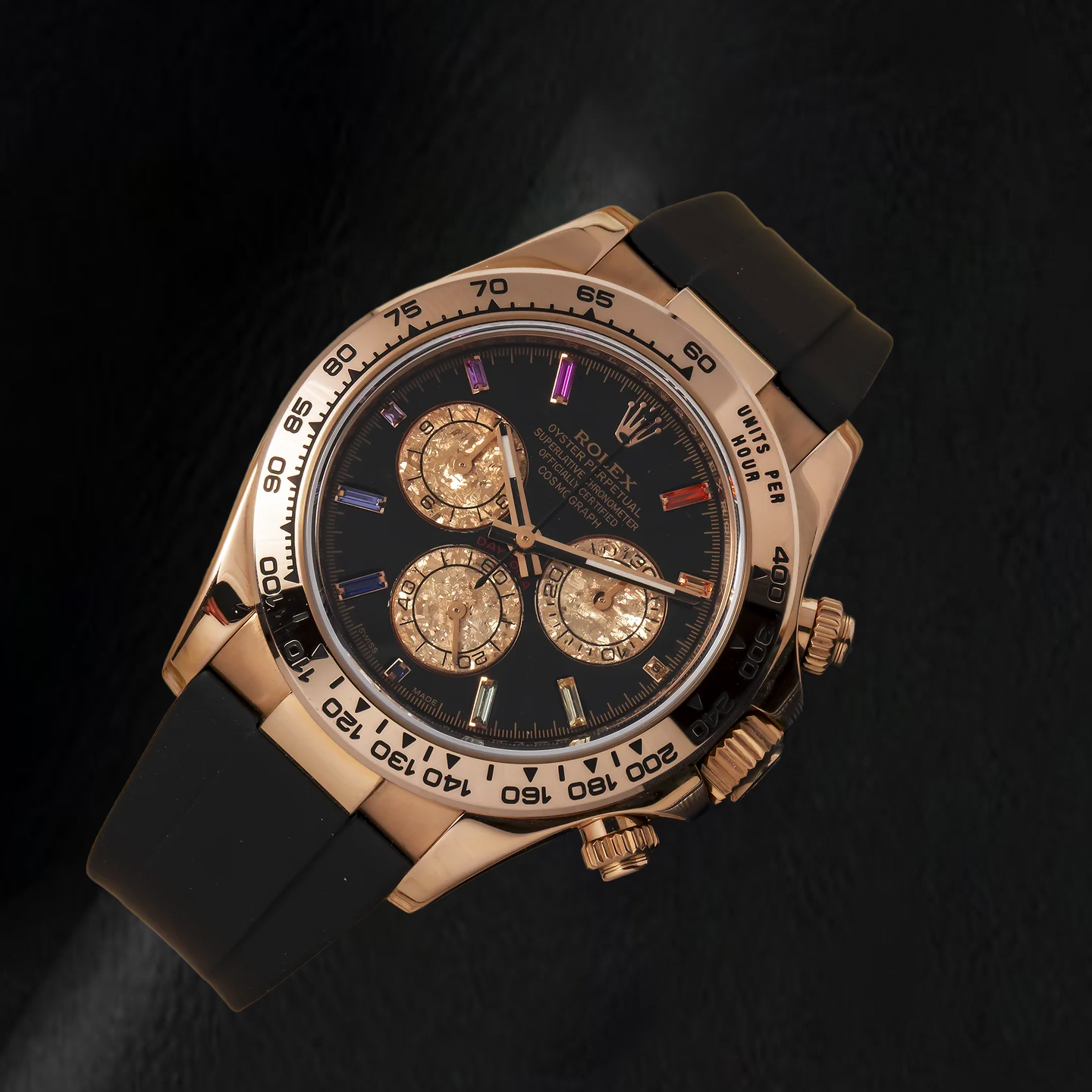 Rolex Cosmograph Daytona 116515LN 40mm Black Rainbow Hour Diamond Dial Black Oysterflex Strap