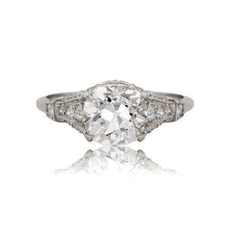 Jewelry Engagement Ring Old Miner Cut Real Diamond 2.30 Carats White Gold 14K