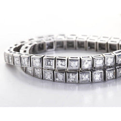 Jewelry Real Princess Cut 12 Ct Diamond Tennis Bracelet 14K White Gold