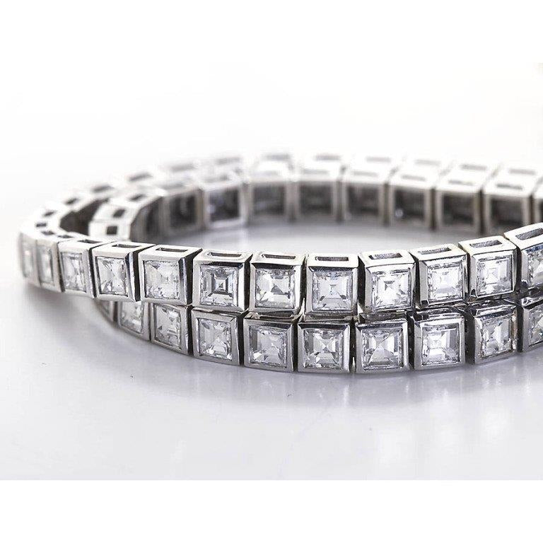 Jewelry Princess Cut 12 Ct Lab Grown Diamonds Tennis Bracelet 14K White Gold