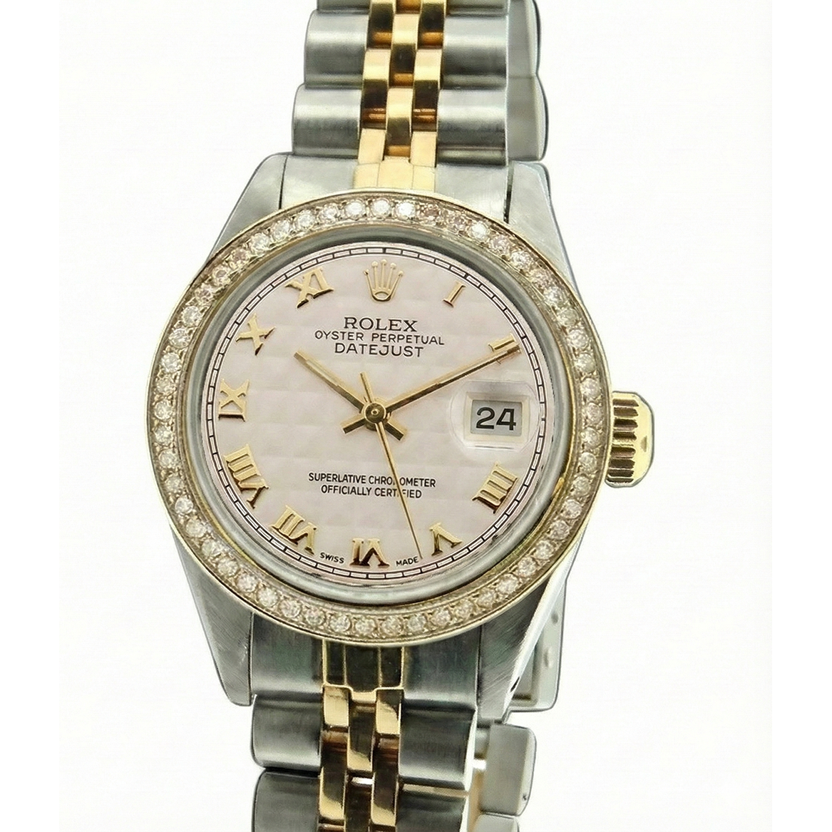 Jubilee Bracelet Ss & Gold Roman Dial Rolex Date Just Women Watch