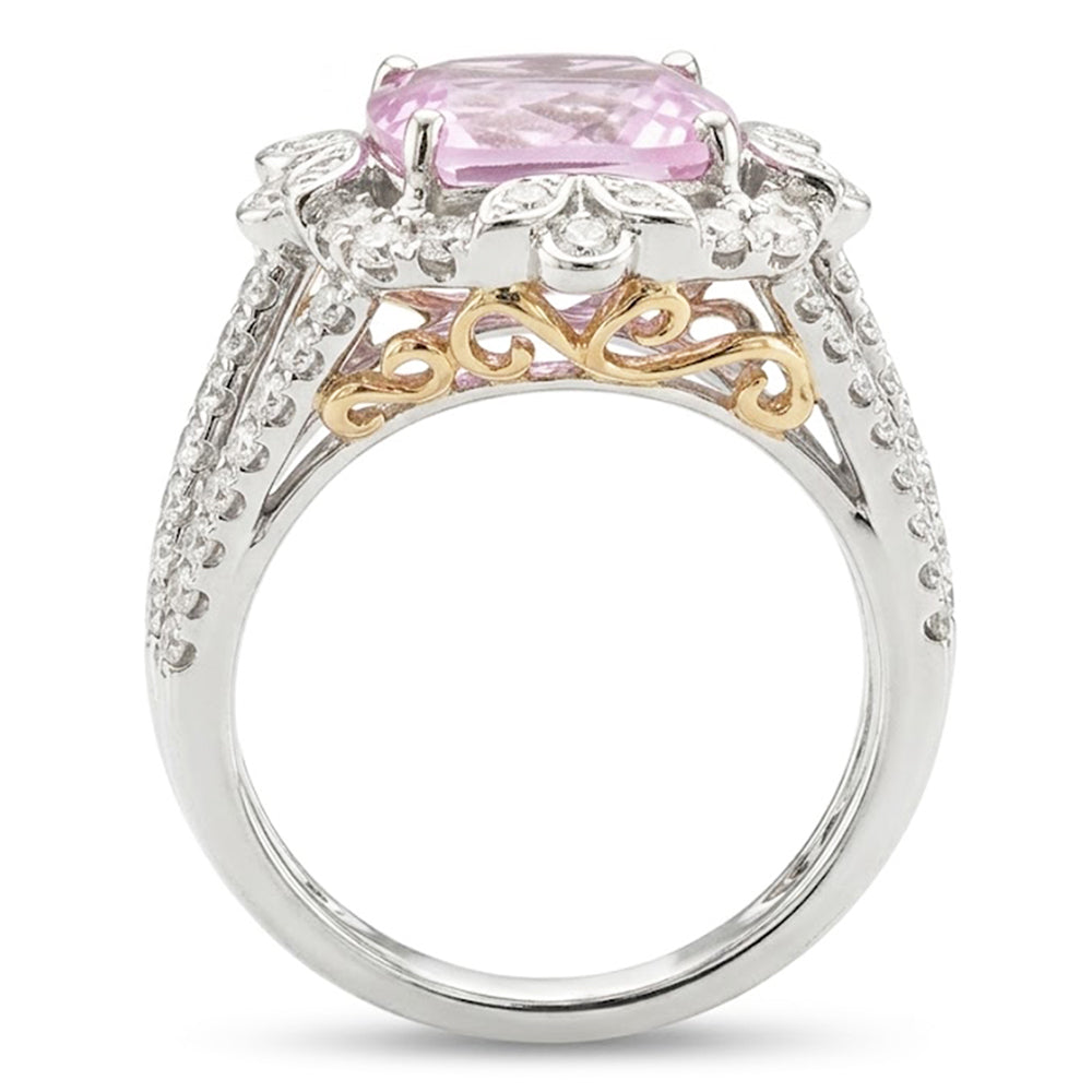 Kunzite Natural Earth Mined Diamond ( Not Lab Grown ) Wedding Ring