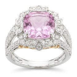 Kunzite Natural Earth Mined Diamond ( Not Lab Grown ) Wedding Ring
