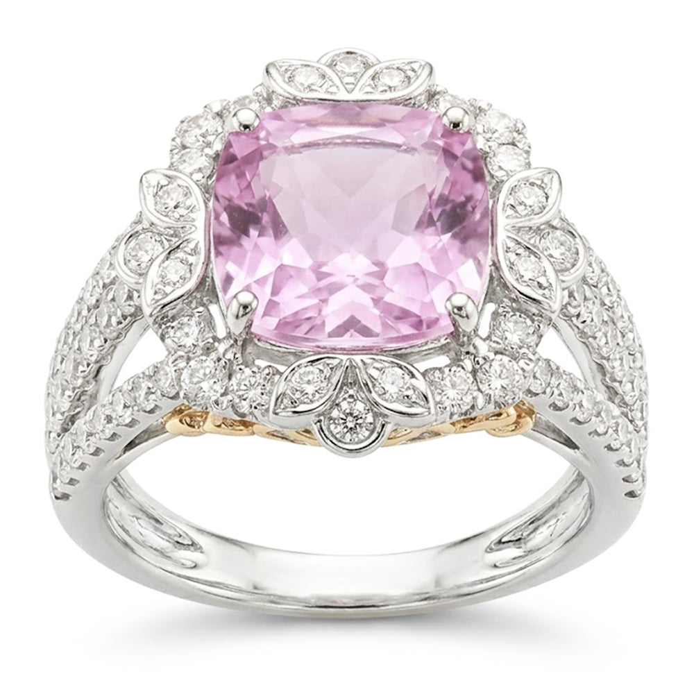 Kunzite Natural Earth Mined Diamond ( Not Lab Grown ) Wedding Ring