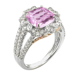 Kunzite Natural Earth Mined Diamond Wedding Ring