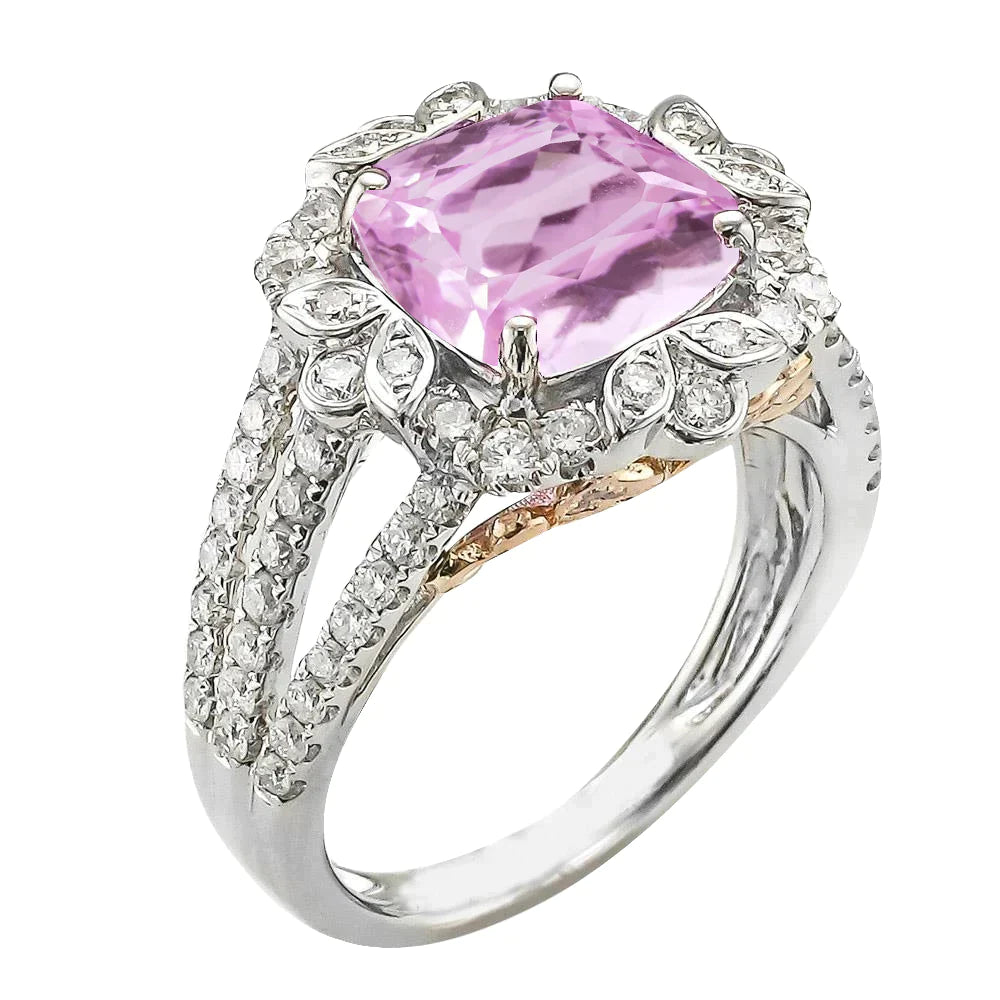 Kunzite Diamond Wedding Ring