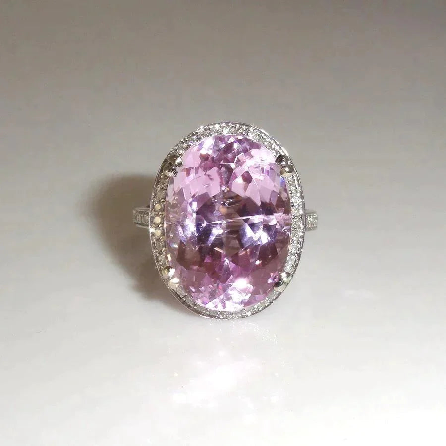 Kunzite Halo Gemstone Ring