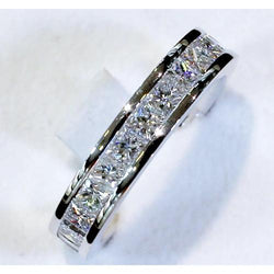 Lab Grown Diamond Anniversary Band 4.60 Carats Princess Cut White Gold 14K