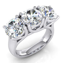 Lab Grown Diamond Band 3 Stone Gold White
