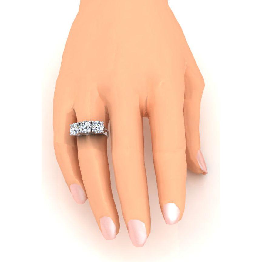Lab Grown Diamond Band 3 Stone Gold White