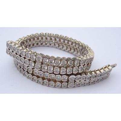 Lab Grown Diamond Carpet Tennis Bracelet Round Bezel Set 7.20 Carats