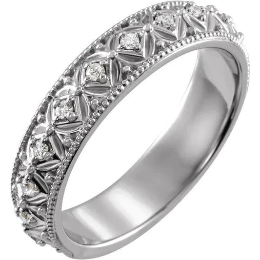 Lab Grown Diamond Comfort Fit Wedding Band 1.20 Carats Vintage Style Jewelry