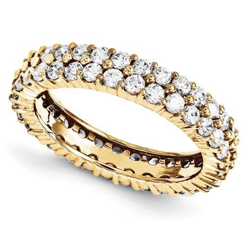 Lab Grown Diamond Eternity Double Row Band 1.80 Carats Yellow Gold 14K