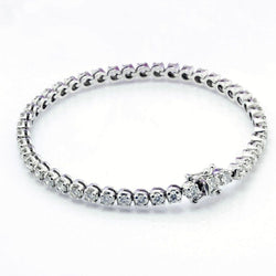 Lab Grown Diamond Ladies Tennis Bracelet 7.40 Carat Round Cut White Gold 14K