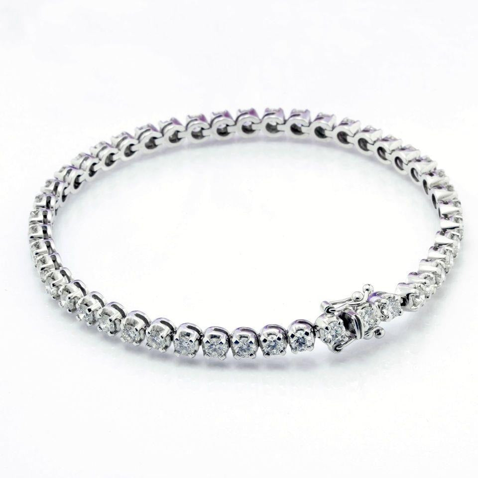 Natural Diamond Ladies Tennis Bracelet 7.40 Carat Round Cut White Gold 14K - Tennis Bracelet-harrychadent.ca