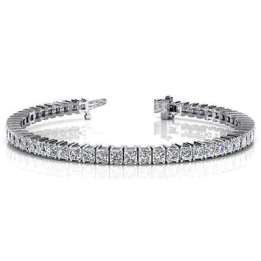 Lab Grown Diamond Tennis Bracelet 11 Ct Princess Cut White Gold 14K Jewelry