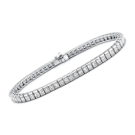 Lab Grown Diamond Tennis Bracelet 9 Carats White Gold 14K Women Jewelry
