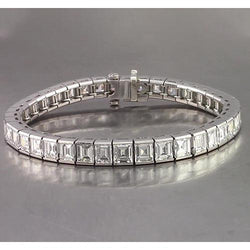 Lab Grown Diamonds Asscher Tennis Bracelet 26.65 Carats White Gold Jewelry New
