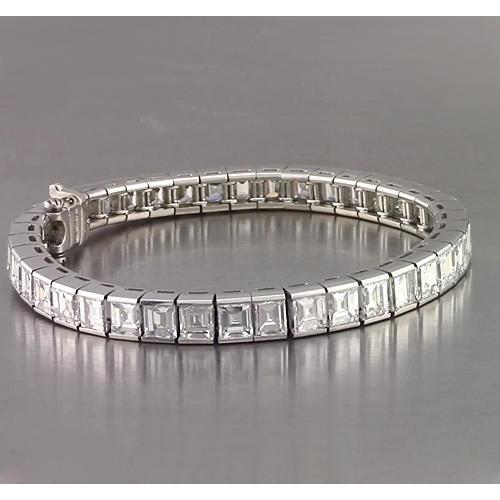 Lab Grown Diamonds Asscher Tennis Bracelet 26.65 Carats White Gold Jewelry New