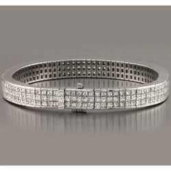 Lab Grown Diamonds Tennis Bracelet Pavé Set 24.90 Carats White Gold 14K