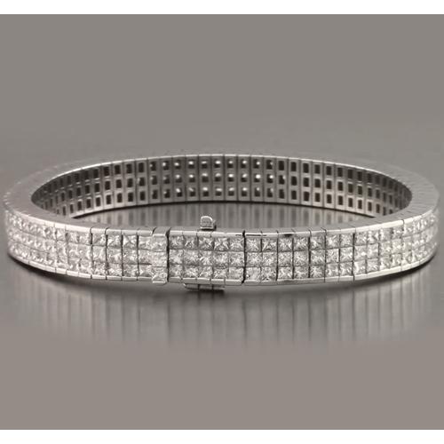 Lab Grown Diamonds Tennis Bracelet Pavé Set 24.90 Carats White Gold 14K