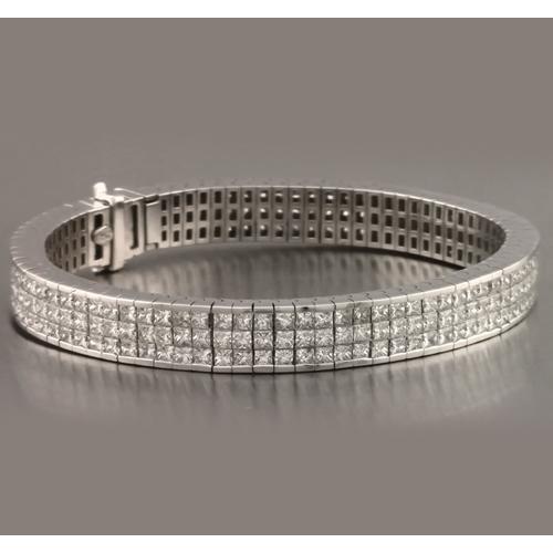 Lab Grown Diamonds Tennis Bracelet Pavé Set 24.90 Carats White Gold 14K
