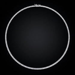 Lab Grown Tennis Necklace 14K White Gold 15 Carat 18 Inch Chain