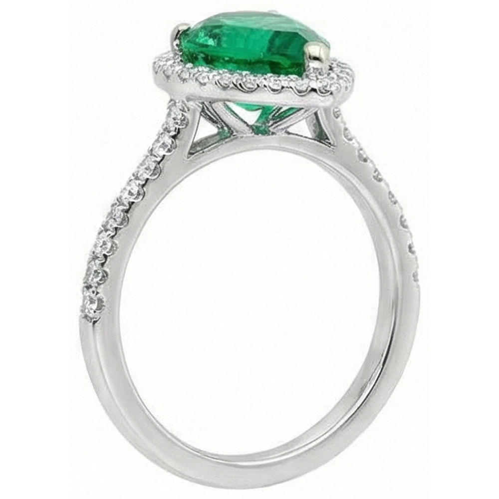 Ladies 5.25 Carats Green Emerald And Natural Earth Mined Diamond Ring White Gold 14K