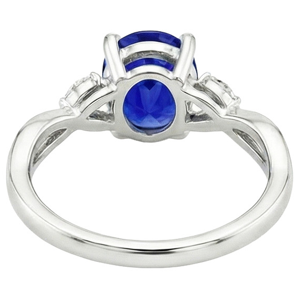 Ladies Anniversary Ring Oval Blue Sapphire & Marquise Natural Earth Mined Diamond ( Not Lab Grown ) 6 Carats
