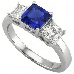 Natural Sapphire Ring 2ct - White Gold 14K